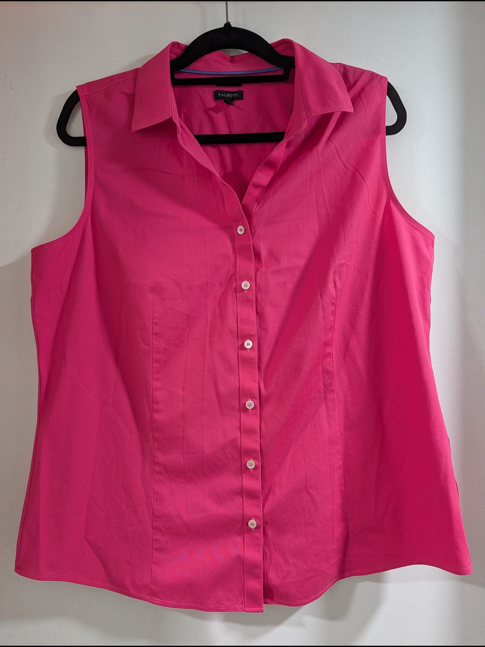 Talbots Hot Pink Sleeveless Button-Down Shirt